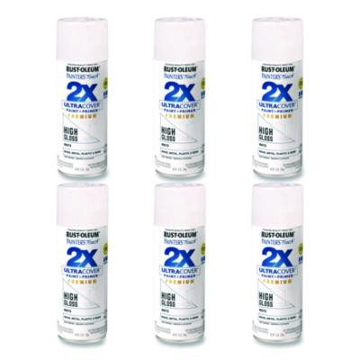Painter's Touch 2X Ultra Cover Spray Paint, High Gloss White, 12 Oz Aerosol Can, 6/Carton