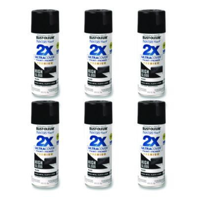 Painter's Touch 2X Ultra Cover Spray Paint, High Gloss Black, 12 Oz Aerosol Can, 6/Carton