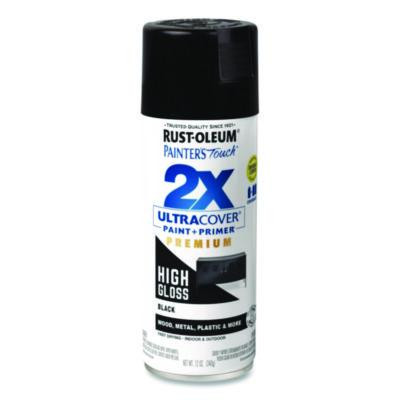 Painter's Touch 2X Ultra Cover Spray Paint, High Gloss Black, 12 Oz Aerosol Can, 6/Carton