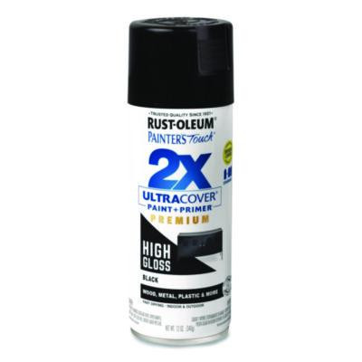 Painter's Touch 2X Ultra Cover Spray Paint, High Gloss Black, 12 Oz Aerosol Can