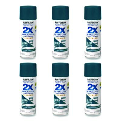 Painter's Touch 2X Ultra Cover Spray Paint, Ultra Matte Teal, 12 Oz Aerosol Can, 6/Carton