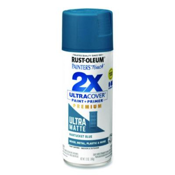 Painter's Touch 2X Ultra Cover Spray Paint, Ultra Matte Blue, 12 Oz Aerosol Can