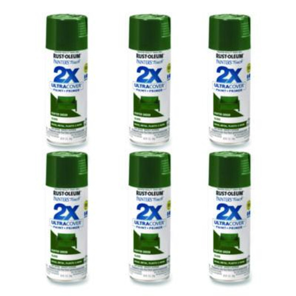 Painter's Touch 2X Ultra Cover Spray Paint, Gloss Hunter Green, 12 Oz Aerosol Can, 6/Carton