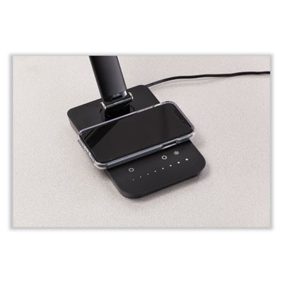 Vamp Led Wireless Charging Lamp, Multi-Pivot Neck, 16.75" High, Black