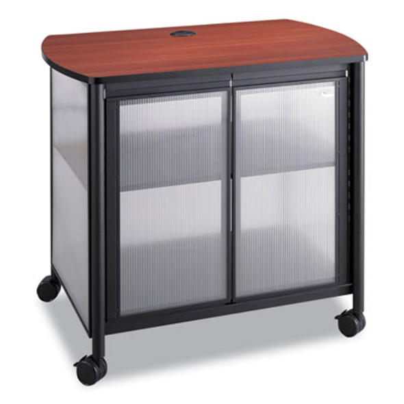 Impromptu Deluxe Machine Stand With Doors, Wood, 3 Shelf, 34.75 x 25.5 x 30.75, Cherry/White/Black
