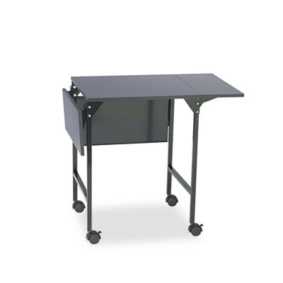 Mobile Machine Stand With Drop Leaves, Metal, 1 Shelf, 20" To 36" x 18" x 26.75", Black