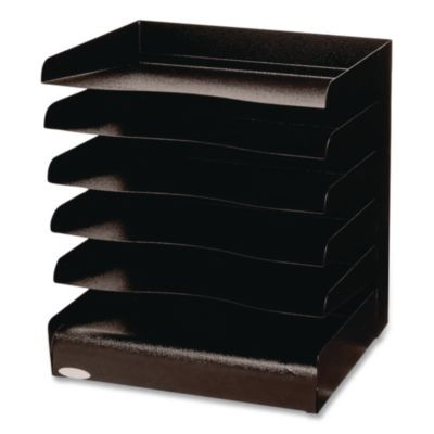 Steel Horizontal-Tray Desktop Sorter, Five Sections, Letter Size Files, 12" x 9.5" x 11.25", Black
