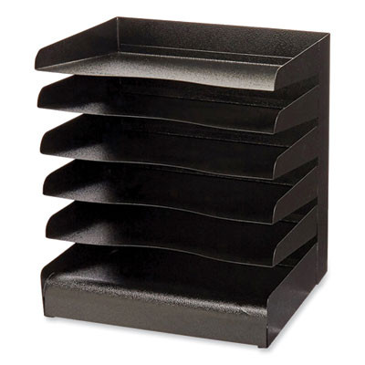 Steel Six-Shelf Desk Tray Sorter, Six Sections, Letter Size Files, 12 x 9.5 x 13.5, Black