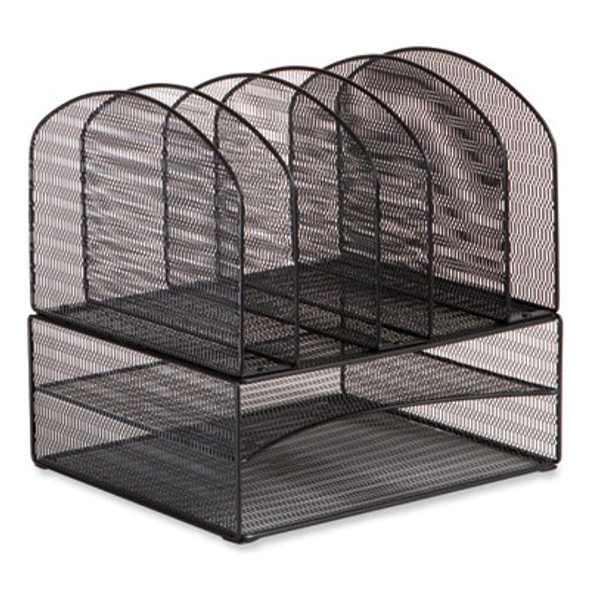 Onyx Mesh Desk Organizer, Two Horizontal And Six Upright Sections, Letter Size Files, 13.25 x 11.32 x 13.32, Black