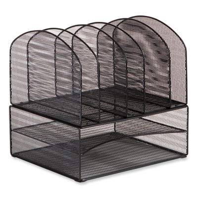 Onyx Mesh Desk Organizer, Two Horizontal And Six Upright Sections, Letter Size Files, 13.25 x 11.32 x 13.32, Black