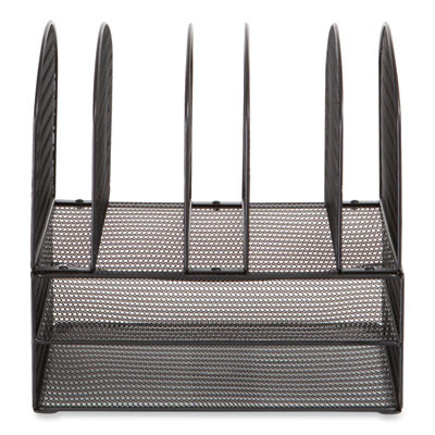 Onyx Mesh Desk Organizer, Two Horizontal And Six Upright Sections, Letter Size Files, 13.25 x 11.32 x 13.32, Black