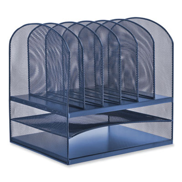 Onyx Desk Organizer With Two Horizontal And Six Upright Sections, Letter Size Files, 13.25 x 11.5 x 13, Blue