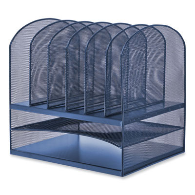 Onyx Desk Organizer With Two Horizontal And Six Upright Sections, Letter Size Files, 13.25 x 11.5 x 13, Blue