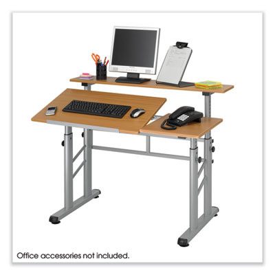 Height-Adjustable Split Level Drafting Table, Rectangular/Square, 47.25 x 29.75 x 26 To 37.25, Medium Oak