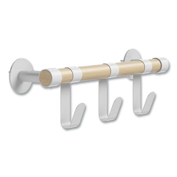 Resi Coat Wall Rack, 3 Hook, 19.75w x 4.25d x 6h, White
