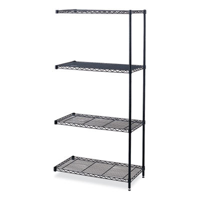 Industrial Add-On Unit, Four-Shelf, 36w x 18d x 72h, Steel, Black