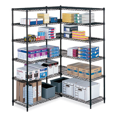 Industrial Add-On Unit, Four-Shelf, 36w x 18d x 72h, Steel, Black