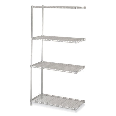 Industrial Add-On Unit, Four-Shelf, 36w x 18d x 72h, Steel, Metallic Gray
