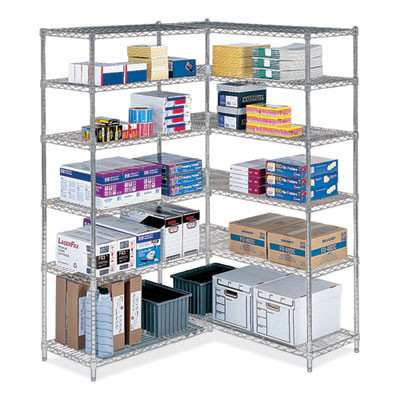 Industrial Add-On Unit, Four-Shelf, 36w x 18d x 72h, Steel, Metallic Gray