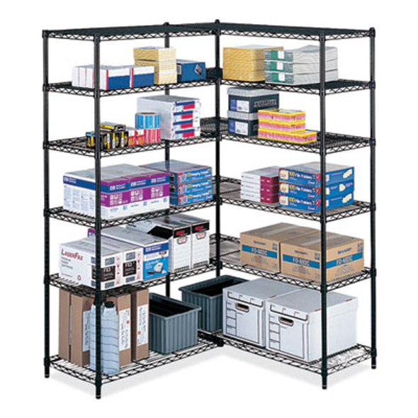 Industrial Add-On Unit, Four-Shelf, 36w x 24d x 72h, Steel, Black