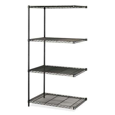 Industrial Add-On Unit, Four-Shelf, 36w x 24d x 72h, Steel, Black