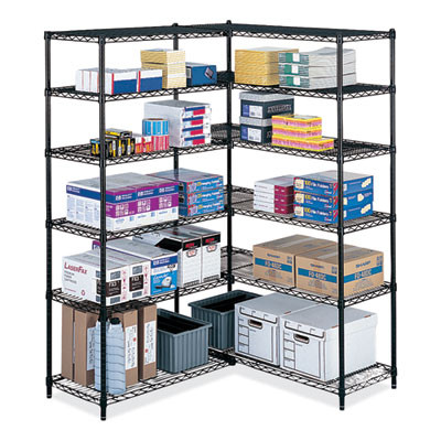 Industrial Add-On Unit, Four-Shelf, 36w x 24d x 72h, Steel, Black