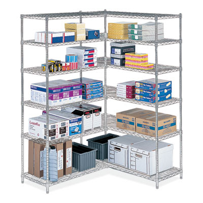 Industrial Add-On Unit, Four-Shelf, 36w x 24d x 72h, Steel, Metallic Gray