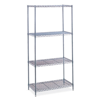 Industrial Wire Shelving, Four-Shelf, 48w x 18d x 72h, Metallic Gray