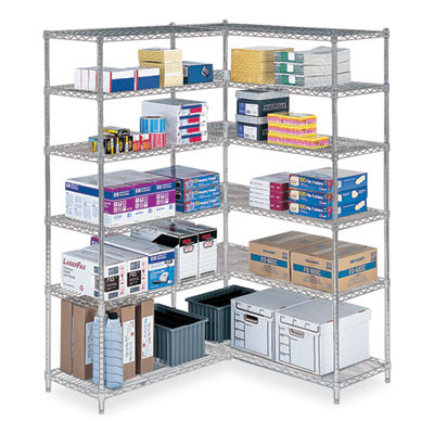 Industrial Add-On Unit, Four-Shelf, 48w x 24d x 72h, Steel, Metallic Gray