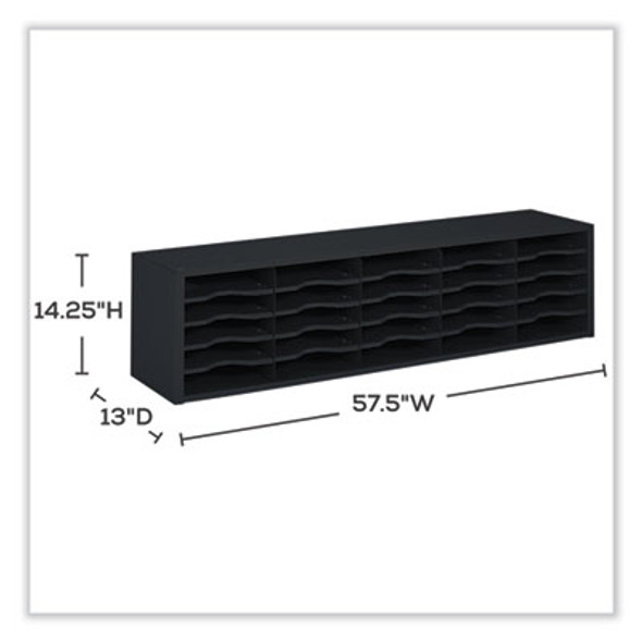 E-Z Sort Sorter Module, 20 Compartments, 57.5 x 13 x 14.25, Black