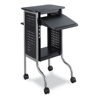 Scoot Presentation Cart, 50 Lb Capacity, 4 Shelves, 21.5" x 30.25" x 40.5", Black