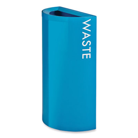 Mixx Recycling Center Half-Round Receptacle, 23 Gal, Steel, Blue