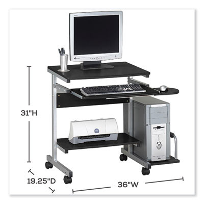 Eastwinds Series Portrait Pc Desk Cart, 36" x 19.25" x 31", Anthracite