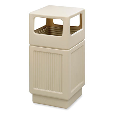 Canmeleon Recessed Panel Receptacles, Side-Open, 38 Gal, Polyethylene, Tan