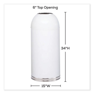 Open Top Dome Receptacle, 15 Gal, Steel, White