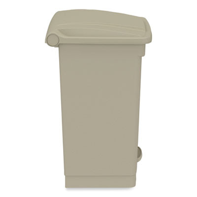 Plastic Step-On Receptacle, 12 Gal, Plastic, Tan
