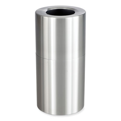 Single Recycling Receptacle, 20 Gal, Steel, Brushed Aluminum