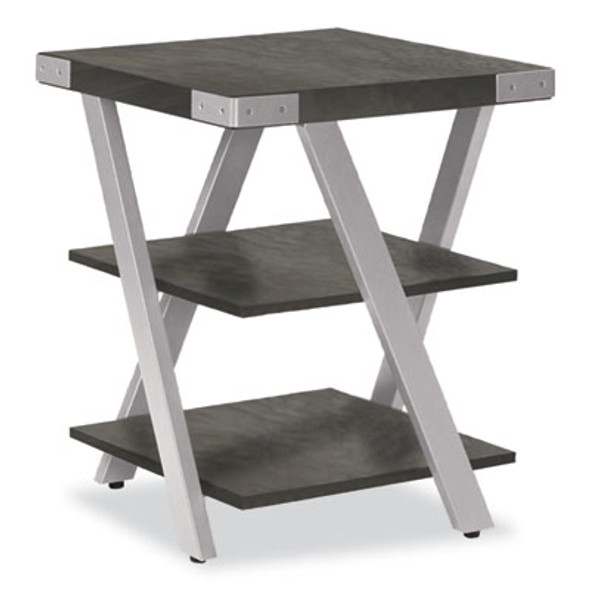 End Table, Square, 20 x 20 x 25, Stone Gray Top, Silver Base