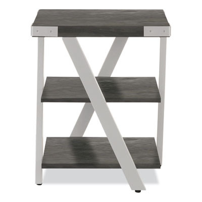 End Table, Square, 20 x 20 x 25, Stone Gray Top, Silver Base