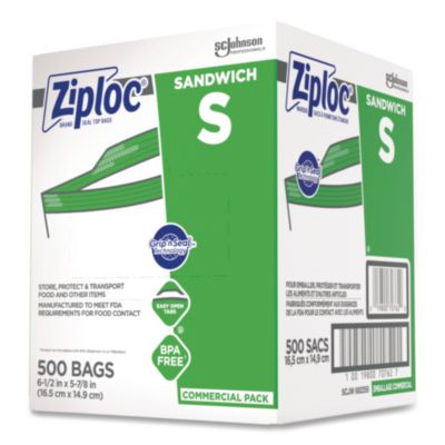 Resealable Sandwich Bags, 6.5" x 6", Clear, 500/Box
