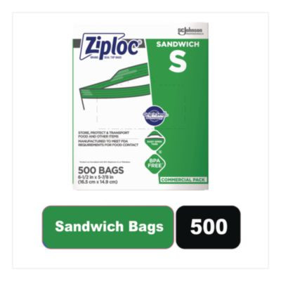 Resealable Sandwich Bags, 6.5" x 6", Clear, 500/Box