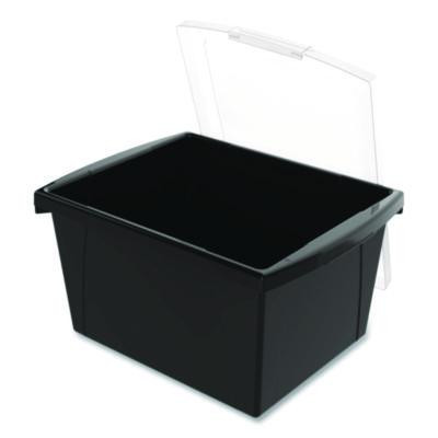 Storage Bin With Lid, 4 Gal, 11.25" x 11.25" x 7.87", Black, 6/Pack