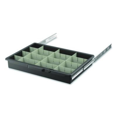 Lockable Slide Drawer With Dividers For Suncast Commercial Full-Size Housekeeping Carts Hkc1000/Hkc2000, Plastic, Black