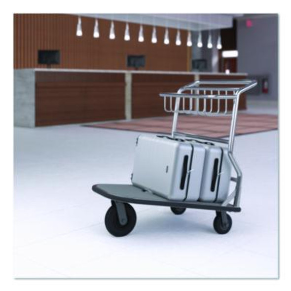 Nesting Luggage Cart With Carpeted Platform, 300 Lb Capacity, 27 x 37 x 37.5, Silver/Black