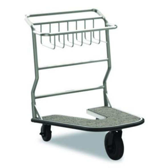 Nesting Luggage Cart With Carpeted Platform, 300 Lb Capacity, 27 x 37 x 37.5, Silver/Black