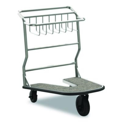 Nesting Luggage Cart With Carpeted Platform, 300 Lb Capacity, 27 x 37 x 37.5, Silver/Black