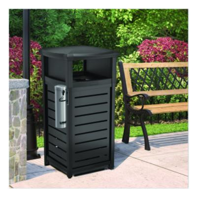 Smokers Ashtray Receptacle Attachment, Stainless Steel, Silver, Black