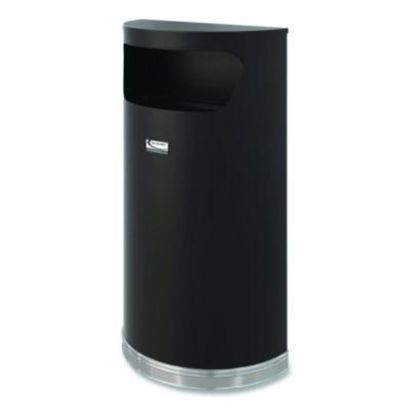 Half Round Metal Trash Can, 9 Gal, Steel, Black