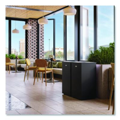 Square Metal Decorative Can, Steel, 24 Gal, Black