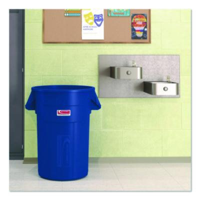 Injection Molded Utility Trash Can, 44 Gal, Plastic/Resin, Blue